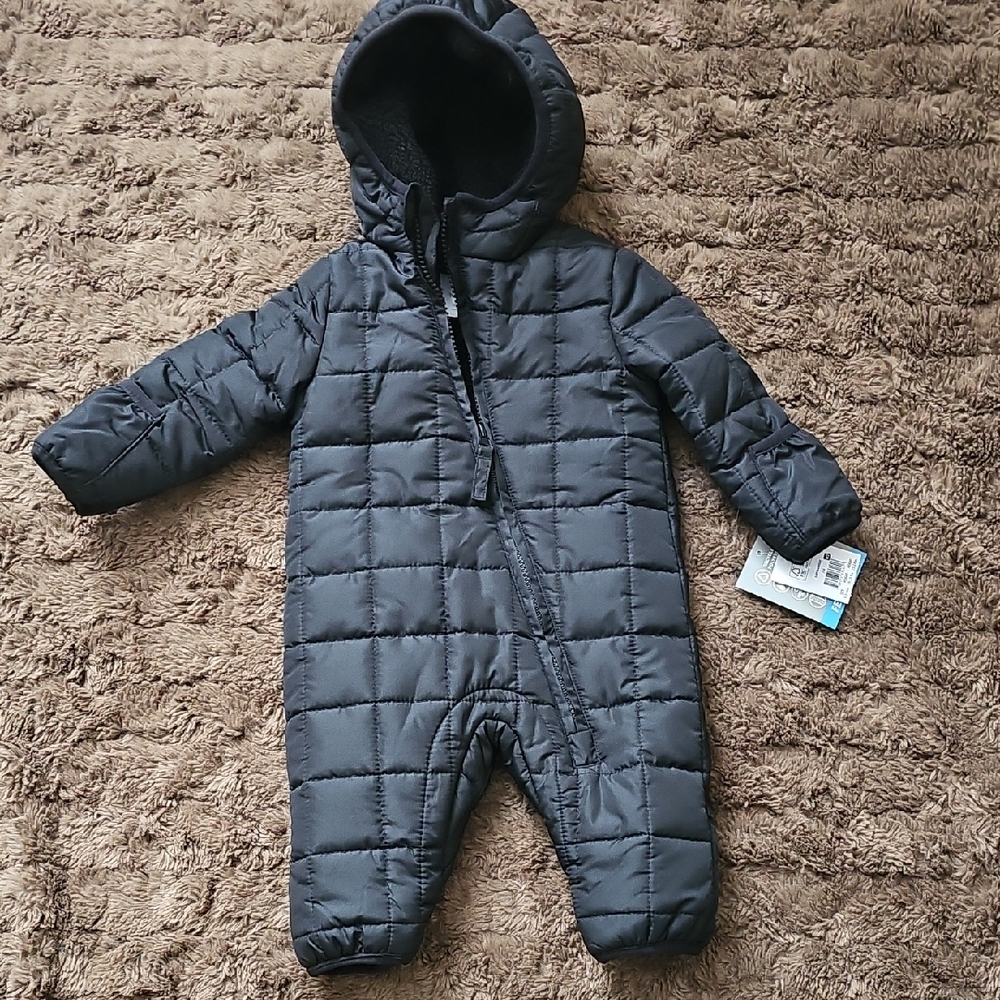 Dark Gray Quilted Baby Snowsuit